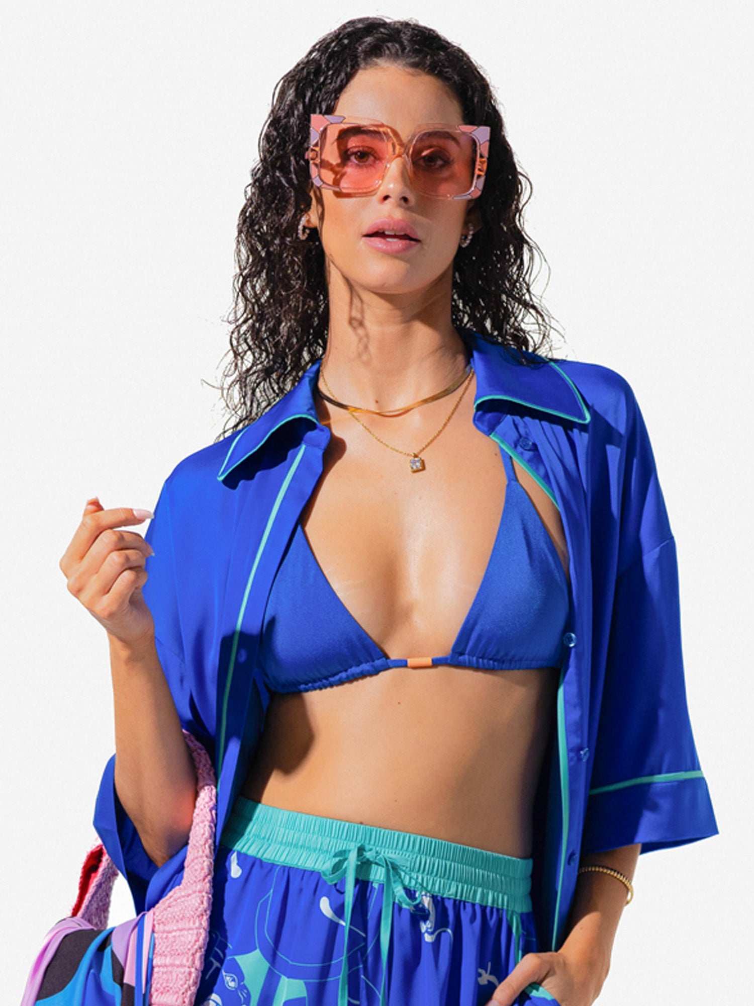 Sicily Bikini Top - Cobalt/Peach